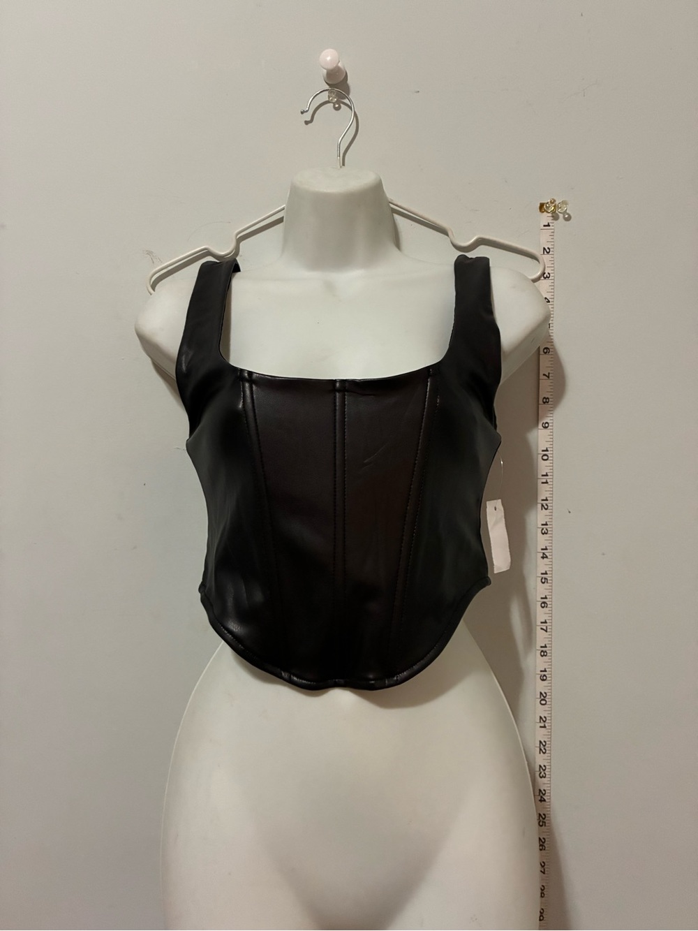 Black Faux Leather Structured Tank Corset Top Sz. Medium